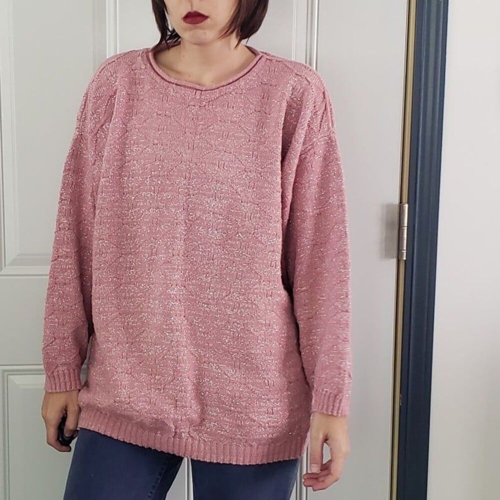 80s Pink and Silver Sweater